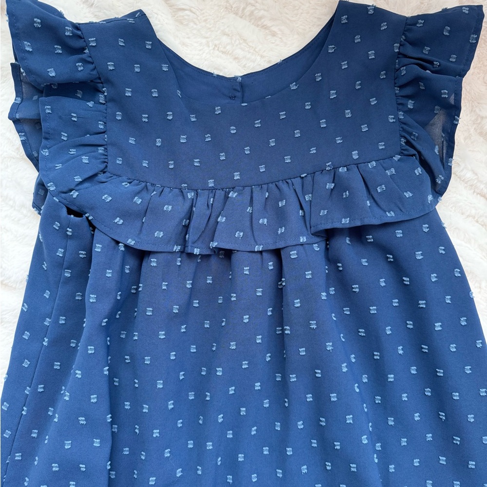 Blue Ruffle Kids Dress - Picture 3 of 8